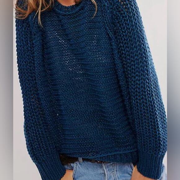 We The Free Sweaters - NWT Free People We The Free People Heirloom Linen Knit Crew in Blue, XS